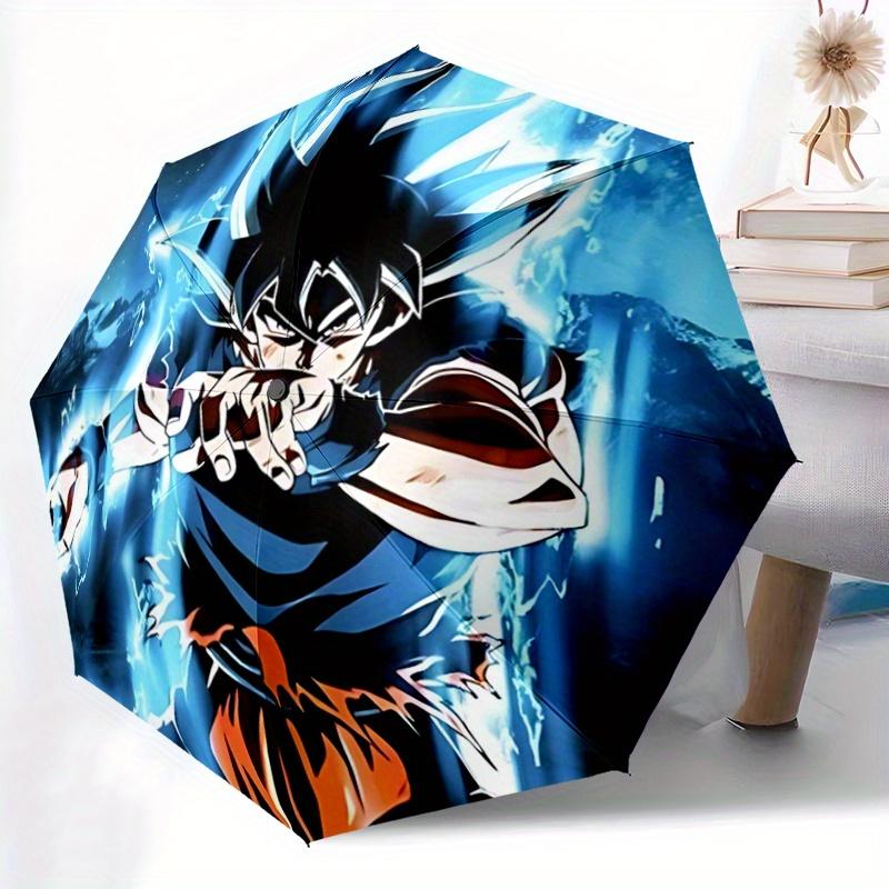 1pc Dragon Ball Z Goku Super Saiyan Blue Artwork Automatic Folding Umbrella - Portable 3-Fold Design, 8-Rib Outdoor Umbrella, Festival Gift for F