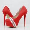 Women Pumps Pointed Toe String Bead Slip-On PU 14CM Thin Heels Party Prom Mature Banquet Wedding Shoes Sexy Ladies Party Shoes