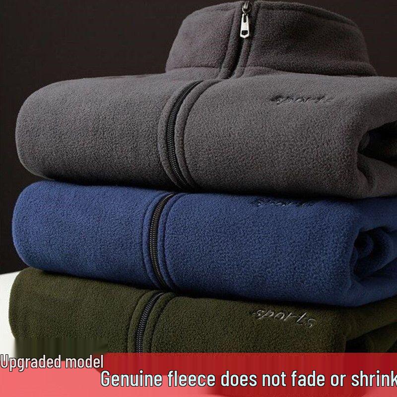 Męska Kurtka Polarowa Plus Size - Wiosna/Jesień Kardigan Outdoor, Luźny Krój Casual, Ciepły Płaszcz dla Osób w Średnim Wieku i Starszych.