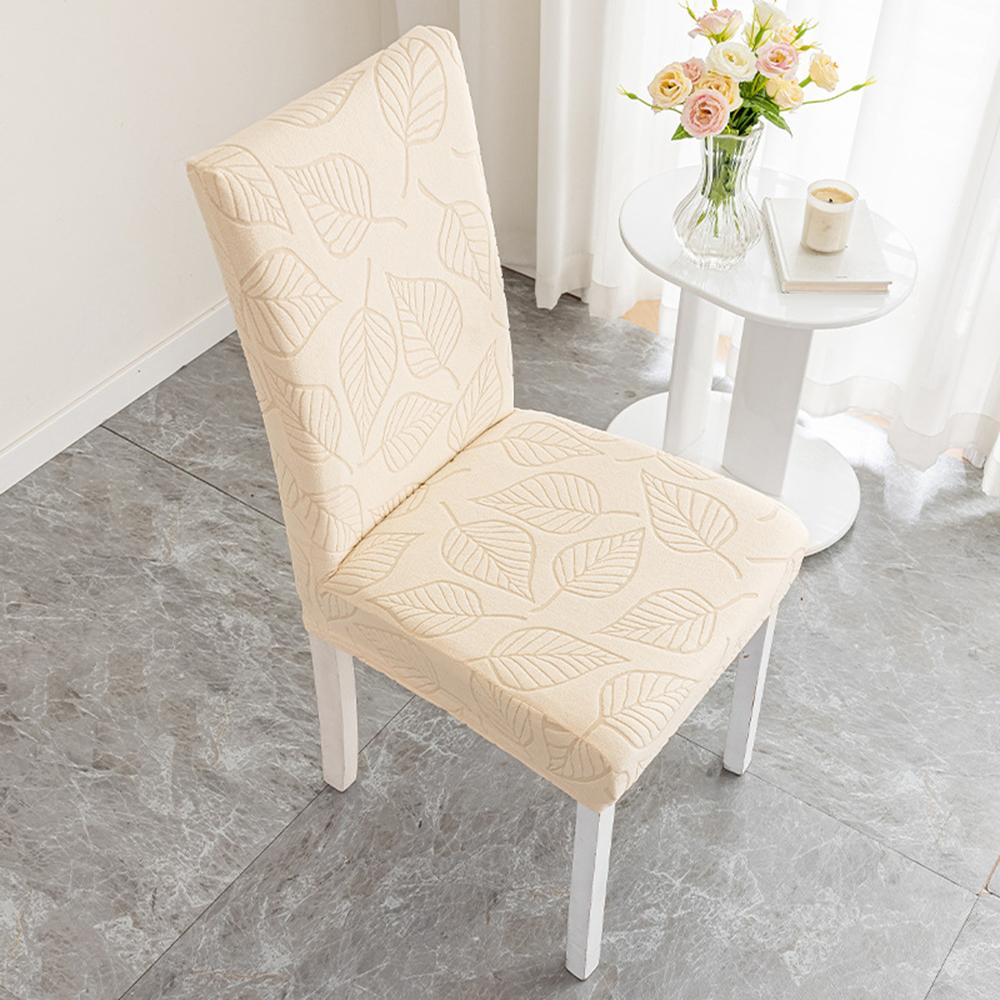 Leaf Jacquard Chair Cover Solid Elastic Dining Chair Cover Home Textile Seat Cover Wear-resistant Fashion