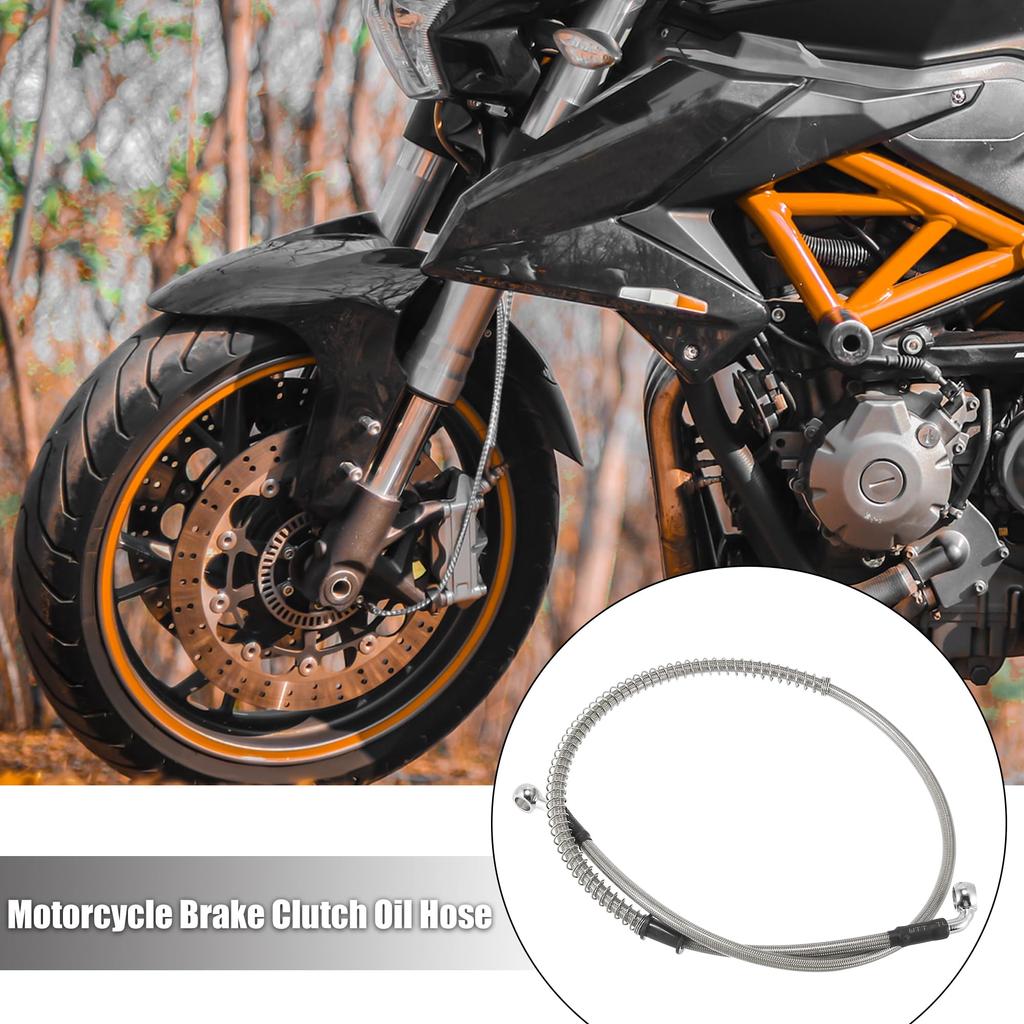 Motoforti Motorcycle Brake Clutch Universal Hose Line Pipe Hydraulic Reinforced Stainless Steel Braided Silver Tone 90cm Length