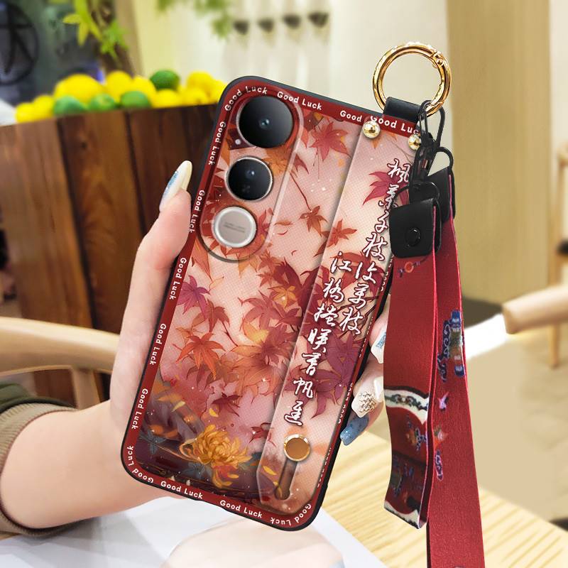 Elderly Lady Dirt-resistant Phone Case For VIVO V50 Lite 5G Global Waterproof Lanyard For Mom Silicone Back Cover Ring