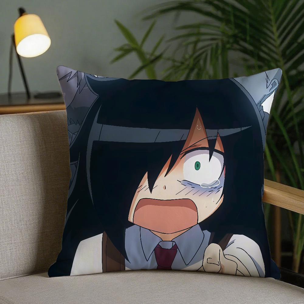 Anime Kuroki Tomoko Cute Pillow Case Square DoubleSided Printing Sofa Cushion Cover Pillowcase Bedroom Bedside