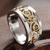 Huitan Stylish Rings with Novel Hollow Design Shiny Novel Two-tone Finger Accessories for Women Trendy Brilliant Party Zircon