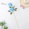 Artificial Plant 3 Branches 2 Big Heads 1 Small Bud Peony Faux Silk Flower Realistic Green Leaves Non-withered Table Centerpiece Wedding Decor