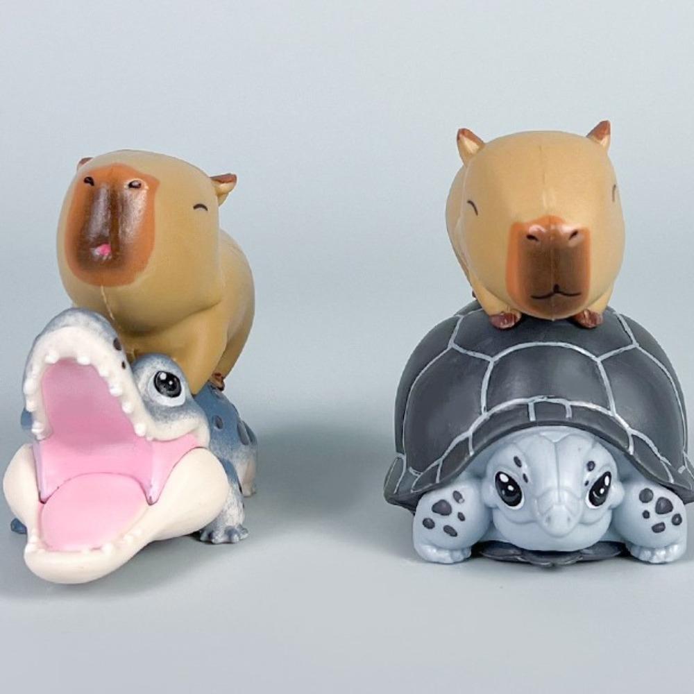 Riding Bird Capybara Figure Toys Take Bath Capybara Animals Figures Children
