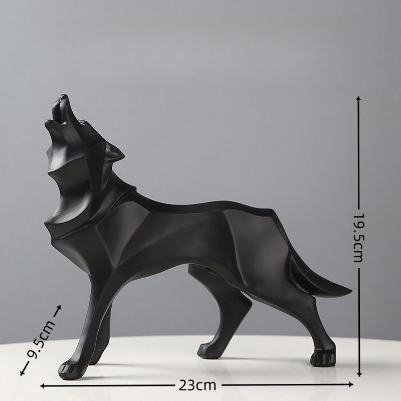 Geometric Art Growl Wolf Statue Resin Animal Figurine Crafts Home Living Room Desktop Office Bookshelf Decor Sculpture Ornaments