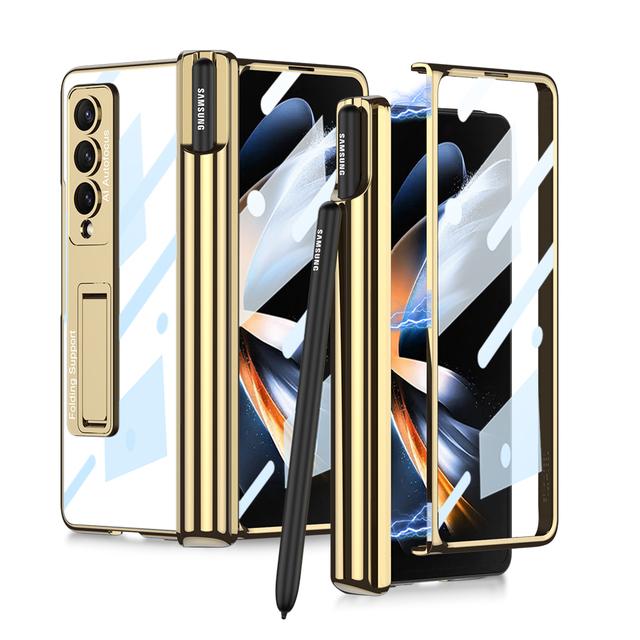 

Новый чехол для телефона Samsung Galaxy Z Fold 4 Hd/Anti-Peep Fold4, чехол из прозрачной стеклянной пленки со скрытой подставкой и держателем для ручек HD