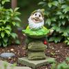 Dwarf Garden Sculpture Statue Multi functional Home Decoration Ornament Creative Bird Food Plate Green Plant Flower Pot