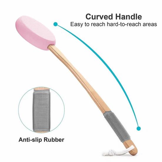 Back Lotion Applicator with Replaceable Cotton Pads Even Coverage Sunscreen Cream Applicator with Curved Handle Back Feet Cleaning Bath Scrubber