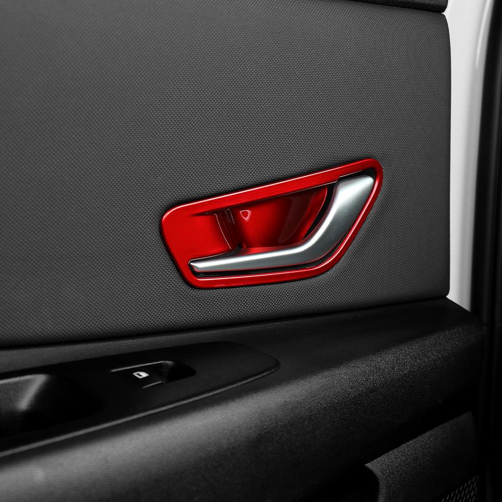 For Hyundai Elantra CN7 / CN7 N Red Carbon Fiber Car 4pcs Inner Door Dowl Handle Panel Cover Trim Interior Mouldings