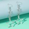 Star Dangle Earrings for Women Girl Long Hollow Star Fringe Earring Sparkle Star Jewelry Pentagrams Stud Earring Gift