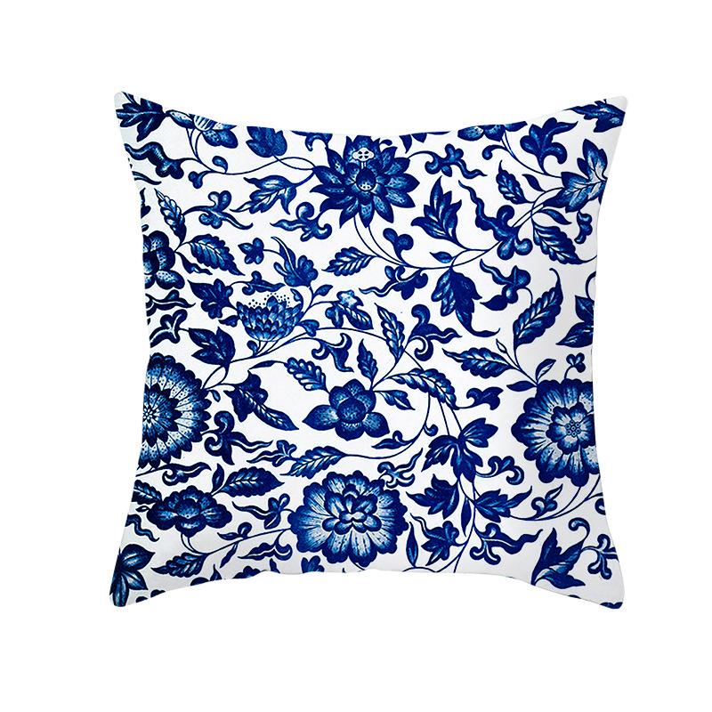 Red, Blue and Black Geometric Cushion Cover, Peach Skin Print Pillow Cover, Square Sofa Cushion, Home Textiles and Household Products