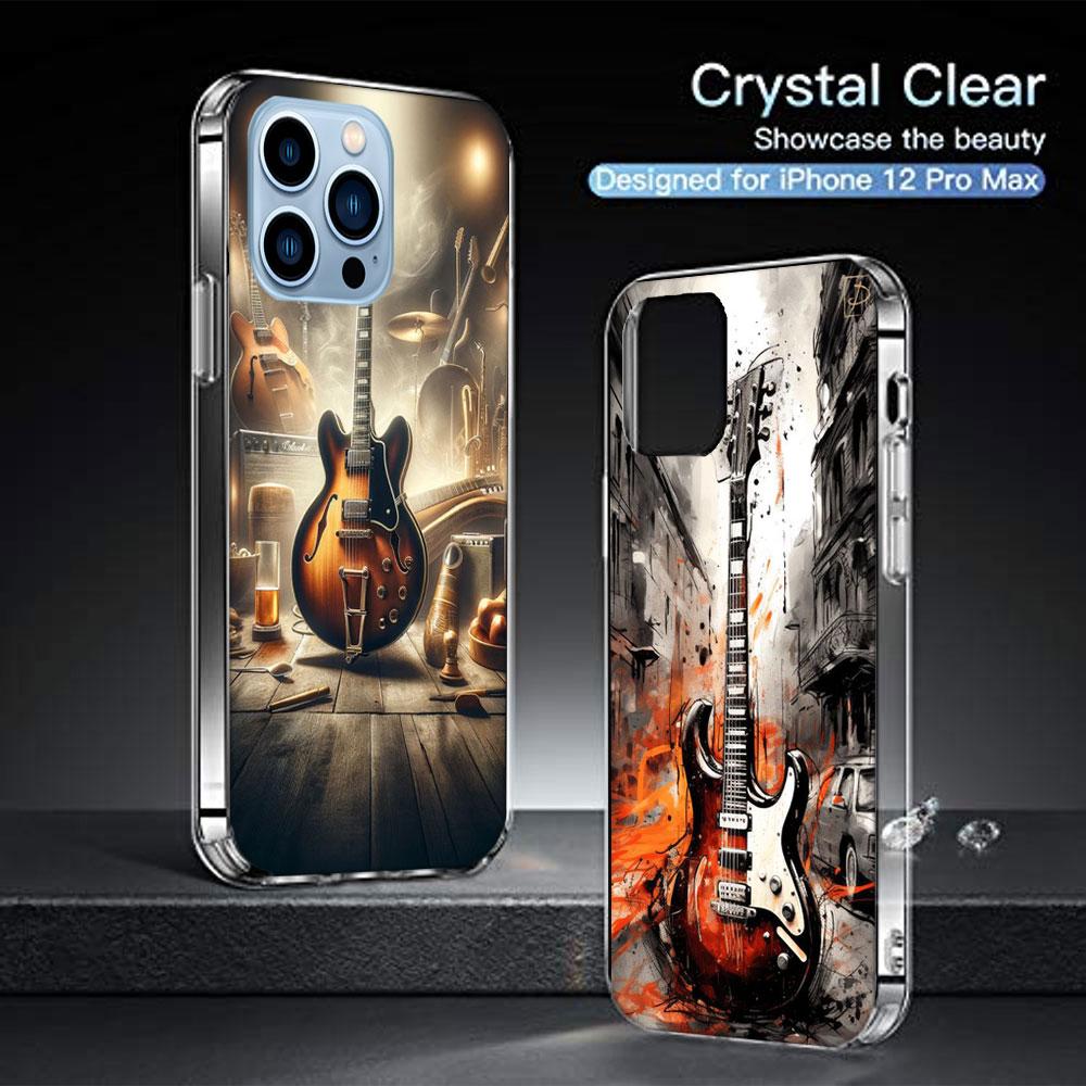 Retro Rock Music Electric Guitar Cases Phone Case For Iphone 17E 16E 17 Air 16 Pro Max 15 Pro 14 Plus 11 13 12 Mini Cover Cases