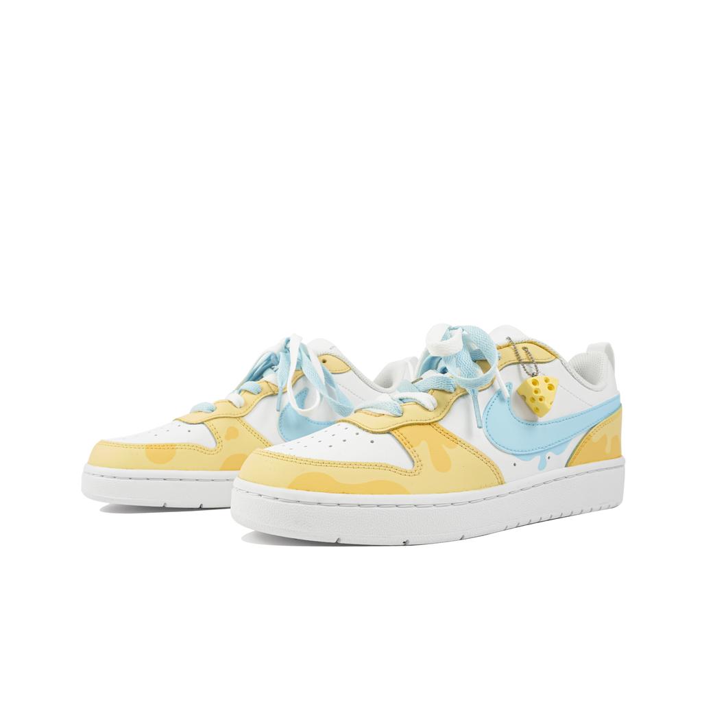 Nike Court Borough 2 Miku Manufacturing Low top Skateboard Shoes GS White Yellow BQ5448-100(Team-)