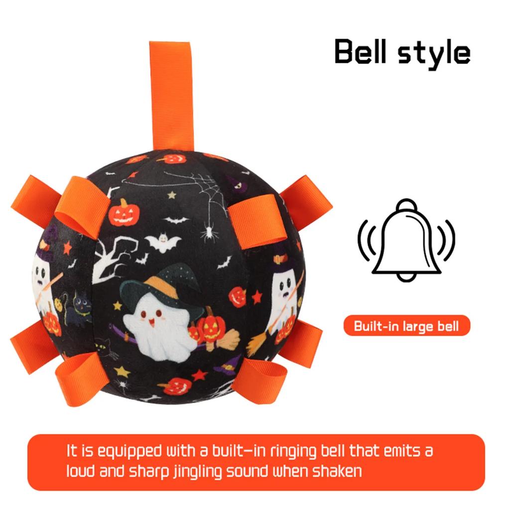 Interactive Dog Ball Toy with Bell Sound for Outdoor Play Puppy Training Football Fetch Game Chew Resistant Durable Pet