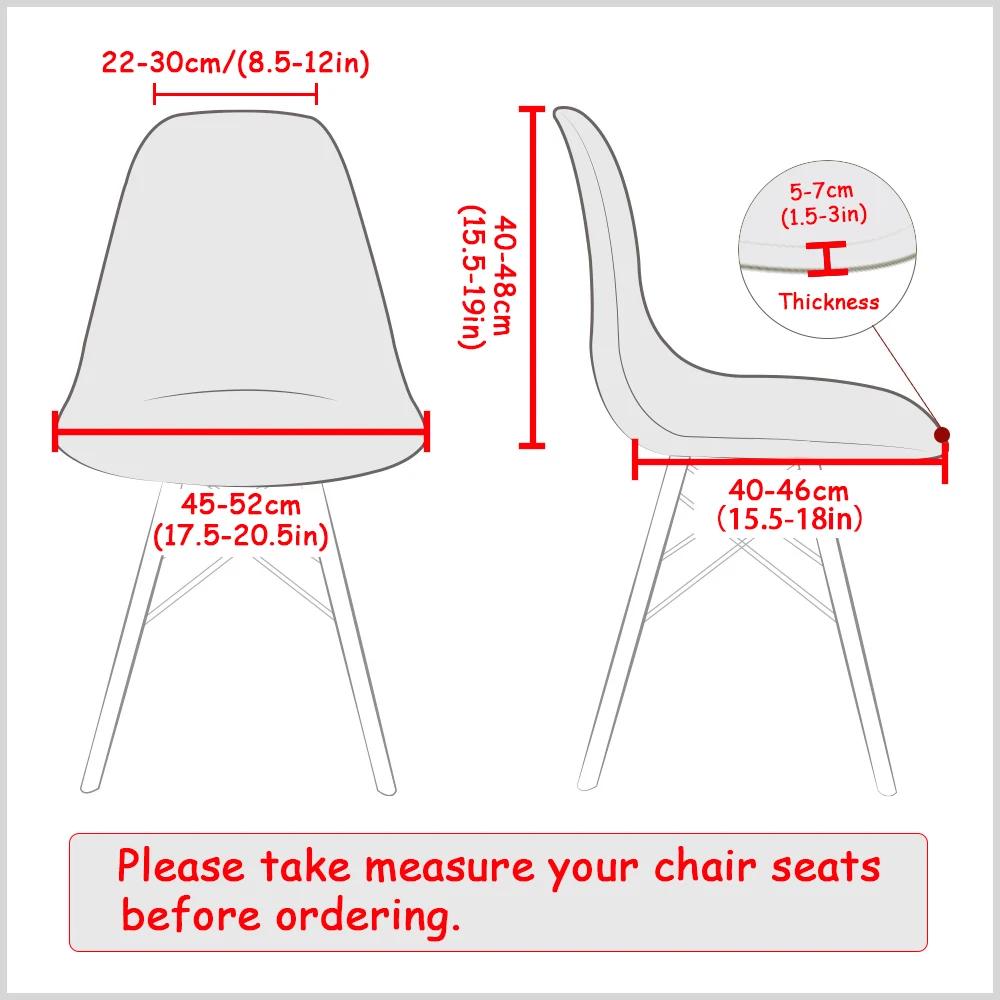 1/2/4/6Pcs Shell Chair Seat Cover Spandex Printed Scandinavian Chair Covers Kitchen Dining Wedding Banquet Chairs Slipcovers