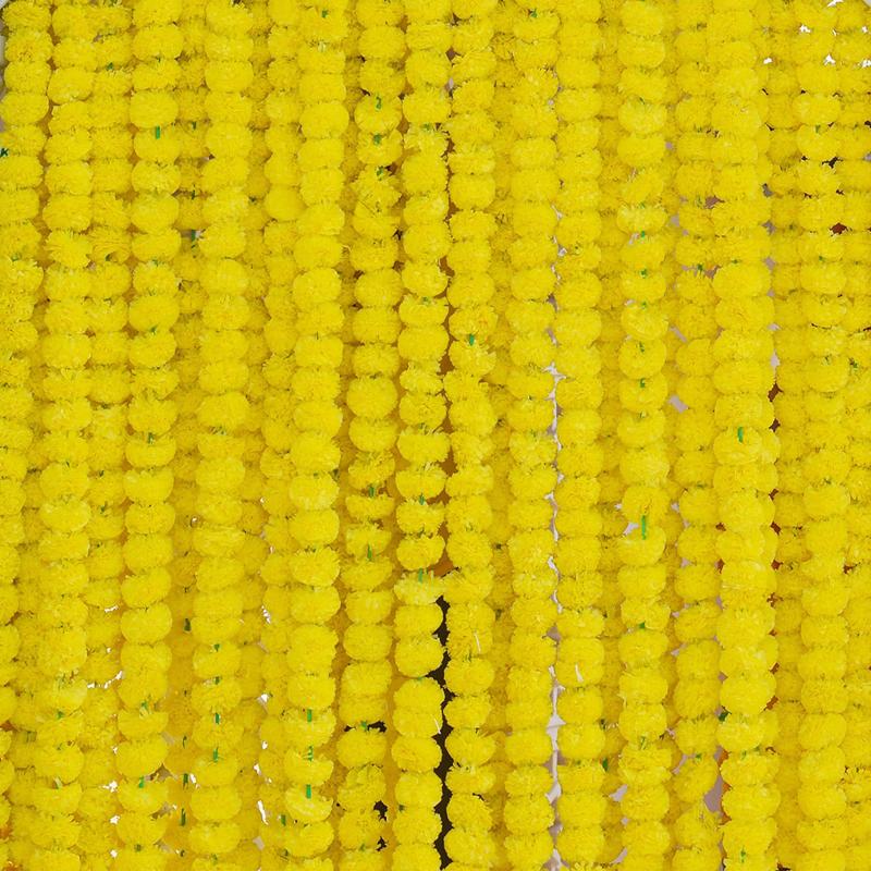 5pcs 60inches Marigold Flower Garland Decoration Diwali Indian Wedding Decor Mexican Party Garland Thanksgiving Day Halloween