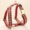 Plaid Pet Walking Harness Set with Bow Design, Adjustable Vest Collar Leash Kit for Small Dogs