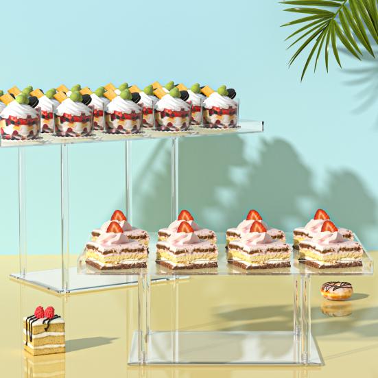 3Pcs/Set Cupcake Dessert Table Display Set Easy Assembly Versatile Design Transparent Dessert Pastry Food Treat Tier Cookie Dessert Platter