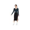 Nike Solid Color Comfortable Slim Fit Full Zip Ribbed Knit Sweater Women sweater Navy-Blue FN3683-478