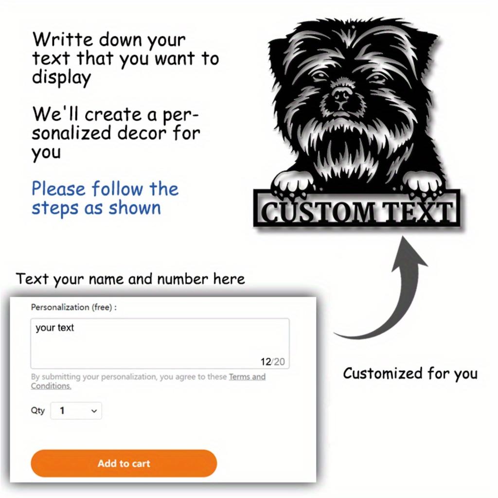 Custom Affenpinscher Dog Metal Wall Art, Personalized Name Sign for Pet Lovers
