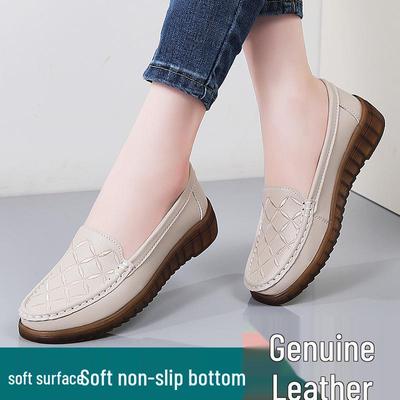 Mocasines Bordados de Cuero Genuino para Mujer Tallas Grandes - Mocasines Casuales Cómodos para Mamás
