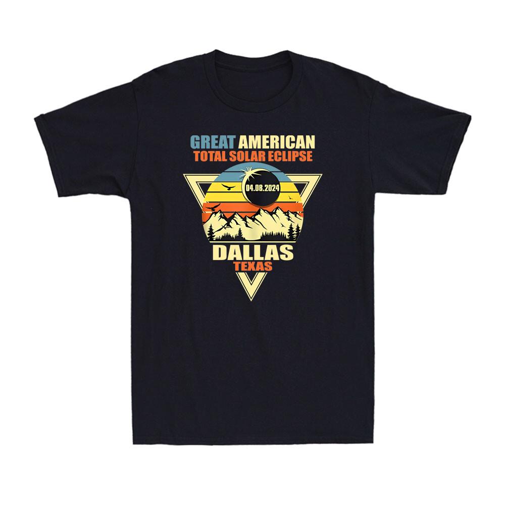 Great American Total Solar Eclipse Dallas Texas 2024 Vintage Men s T-Shirt L