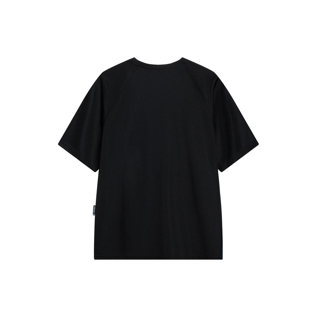 LiNing Letter Print Round Neck Pullover Short Sleeve T-Shirt Men Tops Black ATST087-2