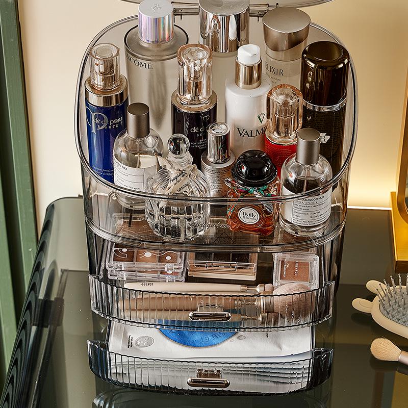 Dustproof Cosmetic Storage Box for Bathroom Counter: Lipstick & Skincare Organizer.