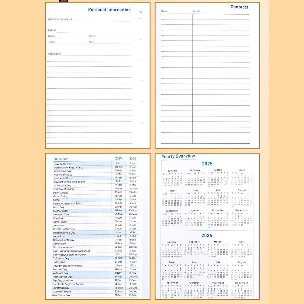 Efficient Hardcover Calendar A5 Size Agenda Notebook Convenient Weekly & Monthly Planner  Office