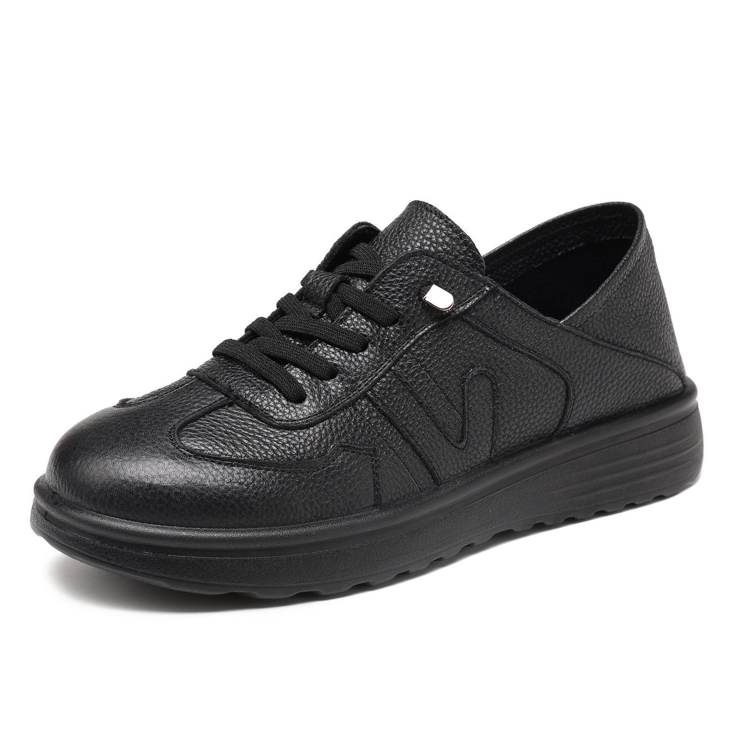 

Женские слипоны из натуральной кожи – Мягкая подошва, Противоскользящие, Круглый носок, Удобная осенняя обувь 37 чёрный