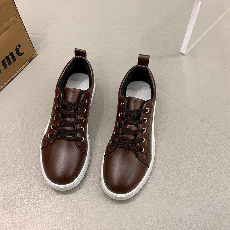 

2025 autumn new Korean version of fashion board shoes women s breathable little white shoes versatile women s casual shoes sports shoes 40 коричневый