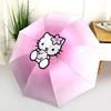 Ombrello pieghevole automatico con motivo Hello Kitty su sfondo sfumato, design portatile e pieghevole, 8 stecche, un regalo di Natale o di compleanno.