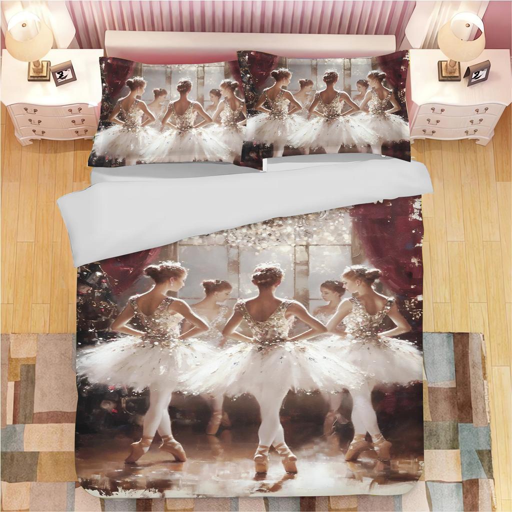 2/3-Pcs Ballet Girl Printed Down Duvet Cover, Various Sizes Of Bedding Decoration, Soft And Machine Washable