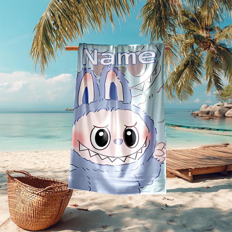 Personalized customized proof beach towel with Lububu pattern - soft, absorbent,quick-drying,perfect swimming,camping&bathing