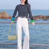 Thickened Skin-Friendly Age-Reducing Colorblock Cuffs Striped Knit Sweater - Xiaohongshu Style Long-Sleeve Base Layer for Autumn/Winter