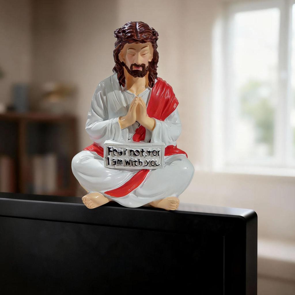 Mini Hand Painted Religious Resin Jesus Figures Fear Not , For I Am With You Jesus Resin Desk Companion Figurine For Home