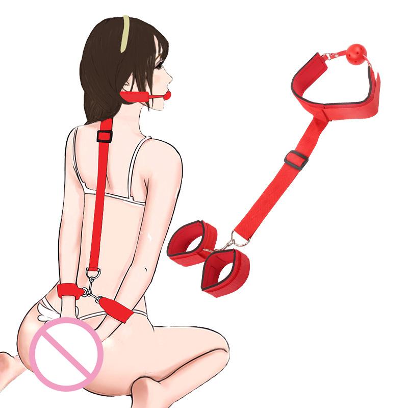 Adult Sm Erotic Products Back Handcuffs Gag Neck Cuffs Upper Body Bondage Straps Couples Sex Alternative Flirting Auxiliary Toys