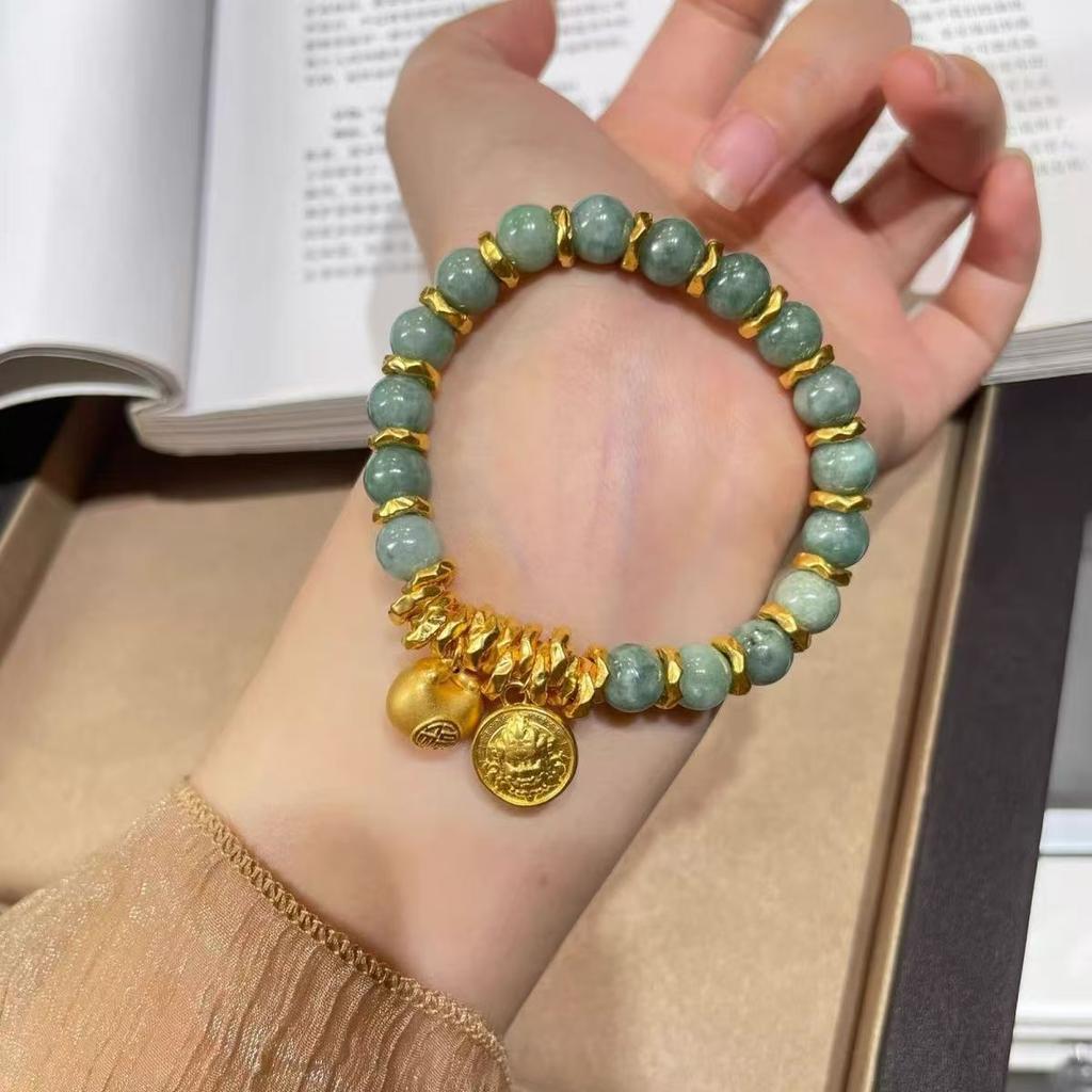 New Chinese Style Huang Caishen Jasper Medium Cyan Bracelet Exquisite Entanglement Small Fat Blessing Fortune Bracelet Popular Jewelry
