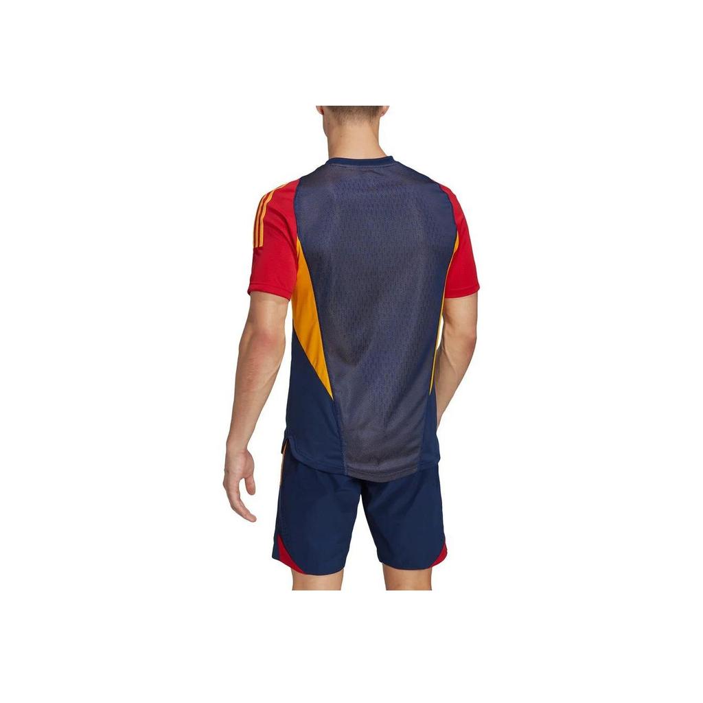 Adidas Striped V-Neck Short Sleeve T-Shirt Men Tops Blue VE978-HE8821