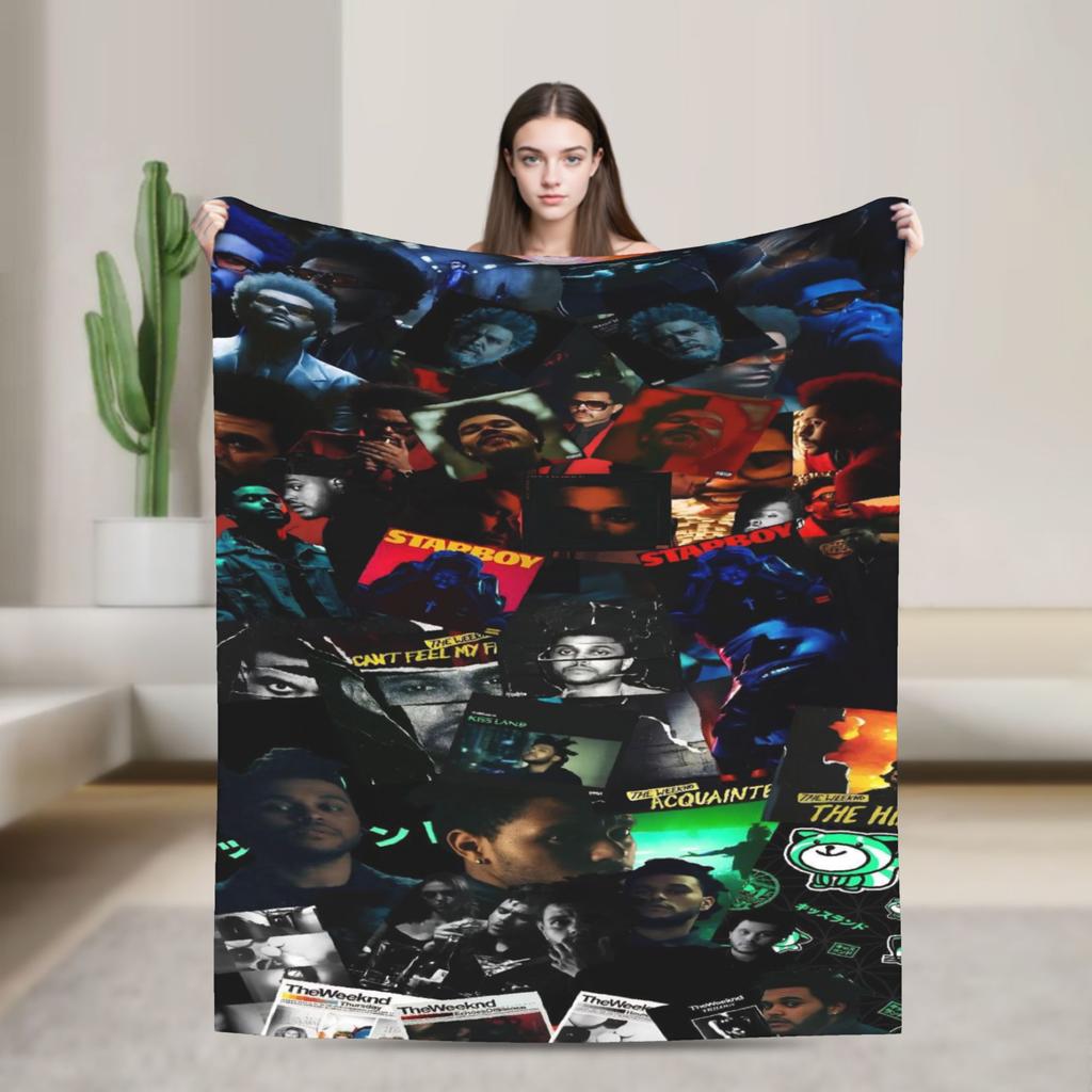 The Weeknds Rapper Singer Flannel Blanket New Album Hurry Up Tomorrow Warm Soft Throw Blanket for Bedspread Sofa Bed Cover