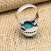 Blauer Türkis-Edelstein-handgefertigter Schmuckring aus 925er-Sterlingsilber