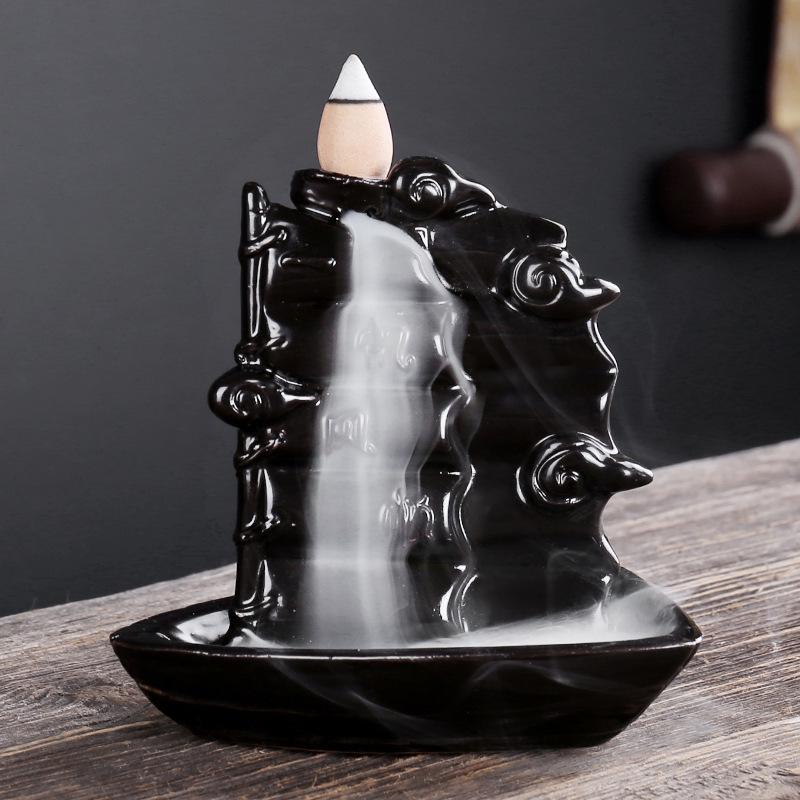Creative Ceramic Buddha Hand Rockery Backflow Incense Burner for Home or Office