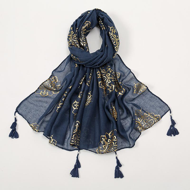 New Print Gltter Hijabs Scarf For Women Muslim Shimmer Cotton Scarf For Muslim Women Islam Abaya Shiny Shawl Wrap Headscarf