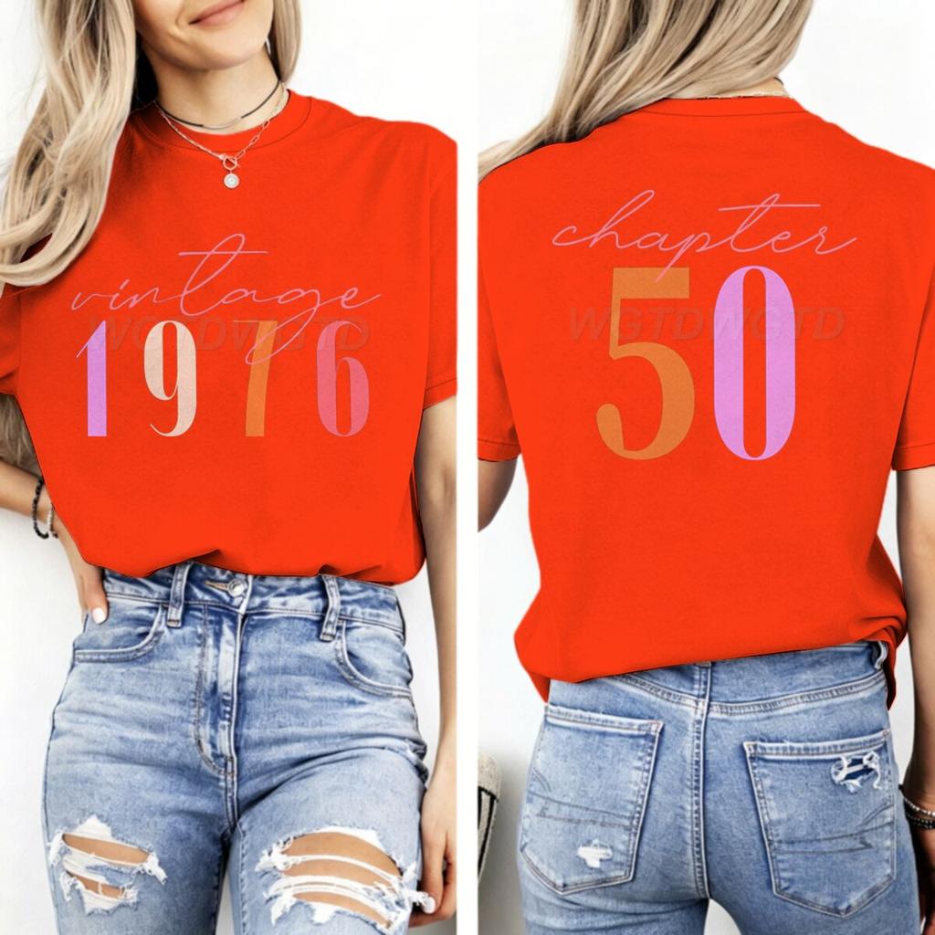 50th Birthday Short Sleeve Graphic Tee Unisexs Vintage 1976 Chapter 50 Print Tshirt Ladies Limited Edition 1976 T Shirt