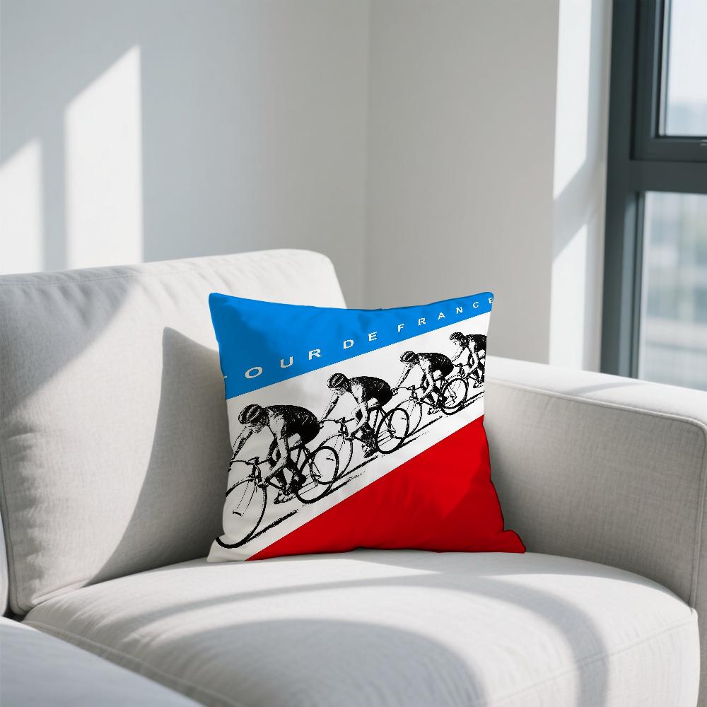 T-Tour De F-France cushion cover Double Sided Printed Polyester Pillowcase Pattern Decorative Zipper Cushion Cover
