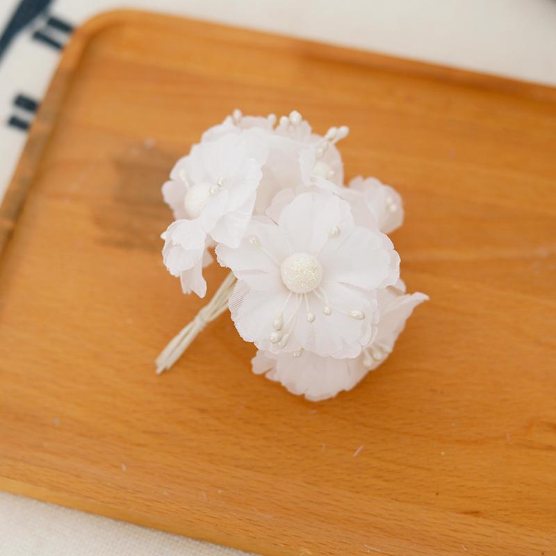 6pcs Golden Artificial Flowers Small Bouquet Christmas Wedding Home Decor Scrapbook Fake Plant Gift Box Wreaths Party Accessory