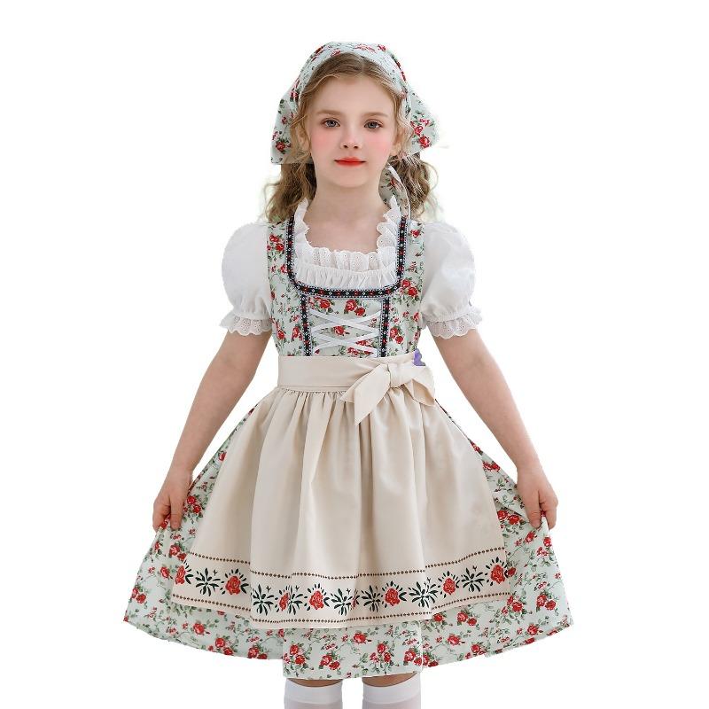 Prairie Colony Kids Costume Oktoberfest Maid Costume Girls Lolita Farm Pastoral Dress