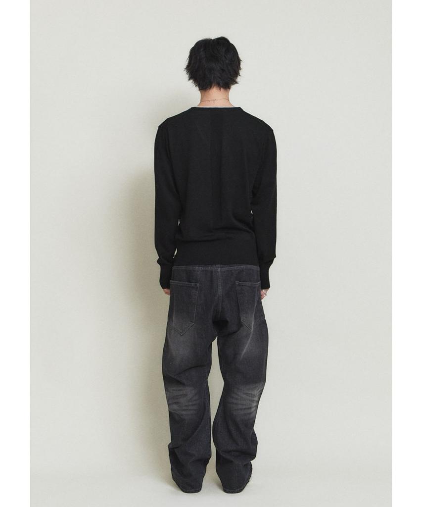 PARADIGMFILM [Ep.01] Reverse V-Neck Layered Knit (Black Gray)